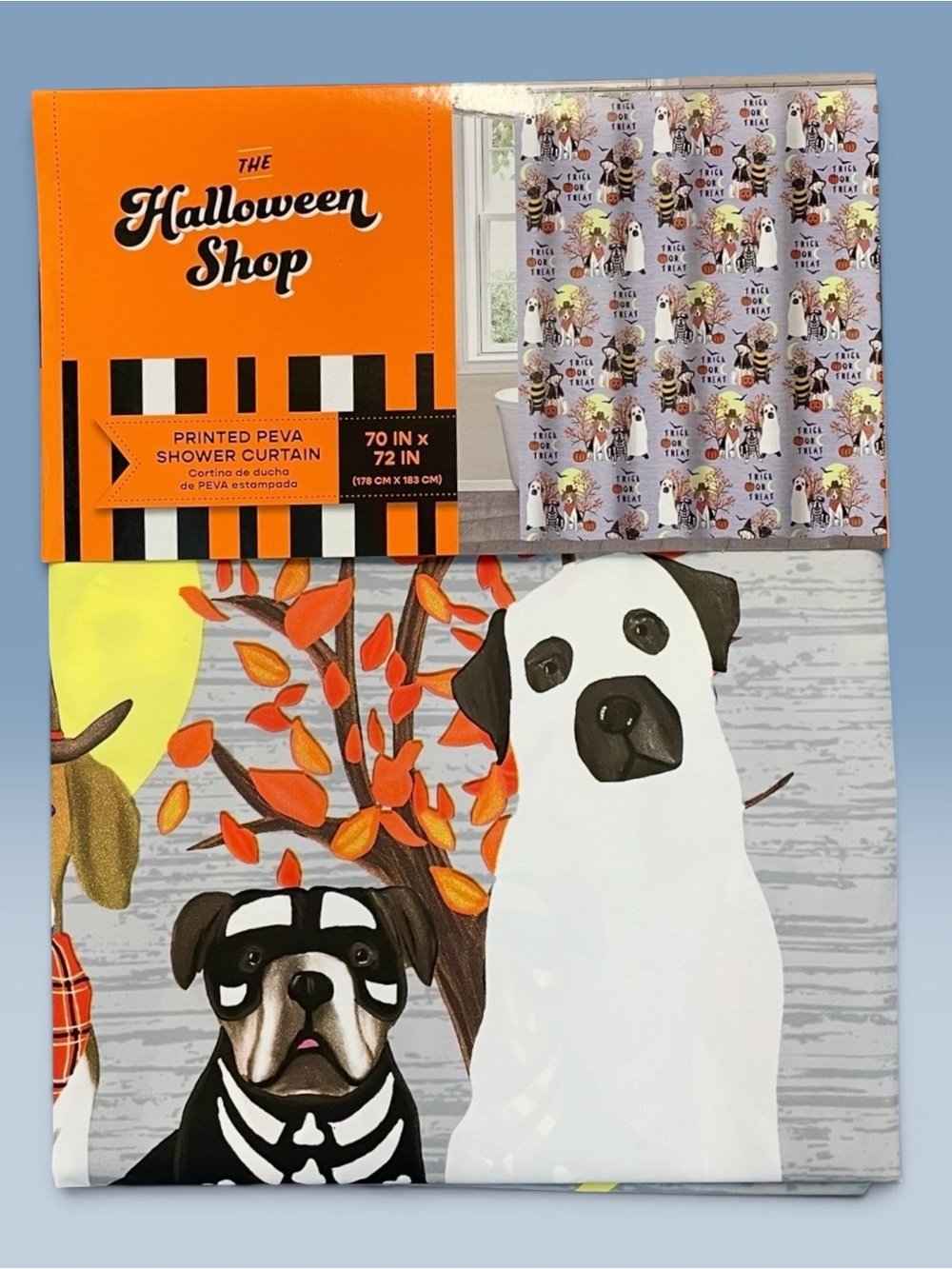 Dogs Trick or Treating Halloween Costumes PEVA Shower Curtain Pet Fun NEW NWT